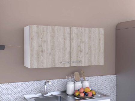 Wall Cabinet Two Doors, Two Internal Shelves - White   Light Gray Online Hot Sale