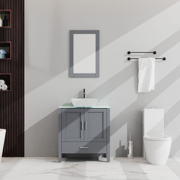 Bathroom Vanity And Sink Combo Glass Top Cabinet With Mirror Sale