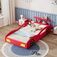 Wooden Race Car Bed, Car Shaped Platform Twin Bed With Wheels For Teens For Discount