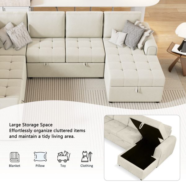 U-Shaped Sofa Sectional Sofa Pull-Out Sofa Bed With A Storage Chaise Lounge, Charging Devices For Living Room Online now