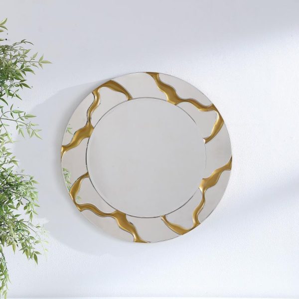 Dorinda - Round Kintsugi Style Wall Mirror - Gold Online Hot Sale