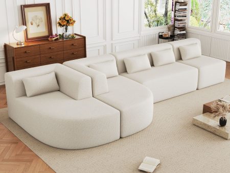 Upholstered Sofa Free Combined Sofa Couch With Two Chaise Lounge And Five Back Pillows For Living Room on Sale