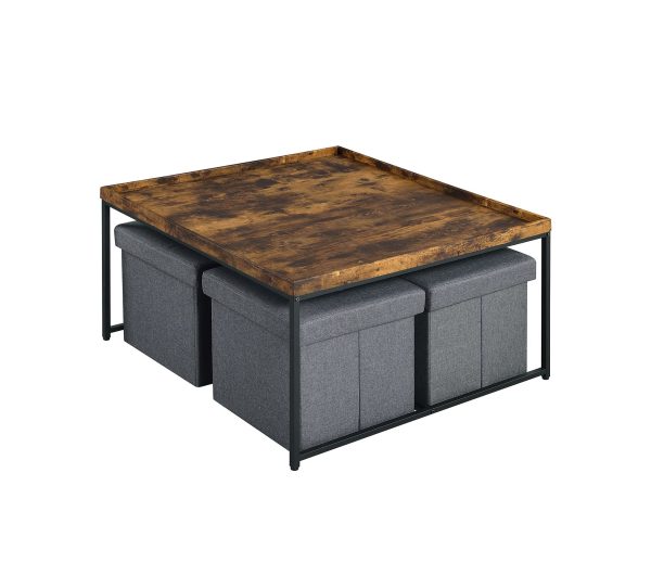 Vinny - Wood Grain Coffee Table Set With Raised Edges on Sale