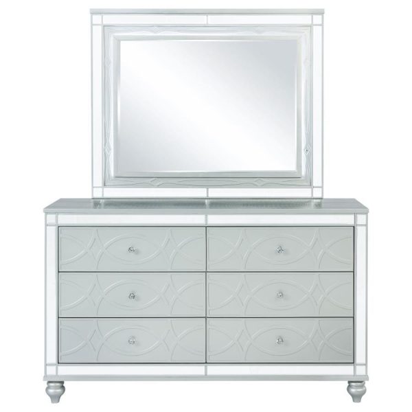 Gunnison - 6-Drawer Dresser With Mirror - Silver Metallic Discount