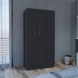 Wardrobe Armoire With 3 Doors And 2 Inner Drawers, 3 Doors - Black Hot on Sale