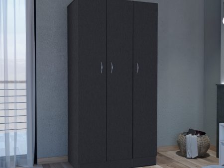 Wardrobe Armoire With 3 Doors And 2 Inner Drawers, 3 Doors - Black Hot on Sale