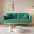 Velvet Nail Head Sofa Bed With Throw Pillow Fashion