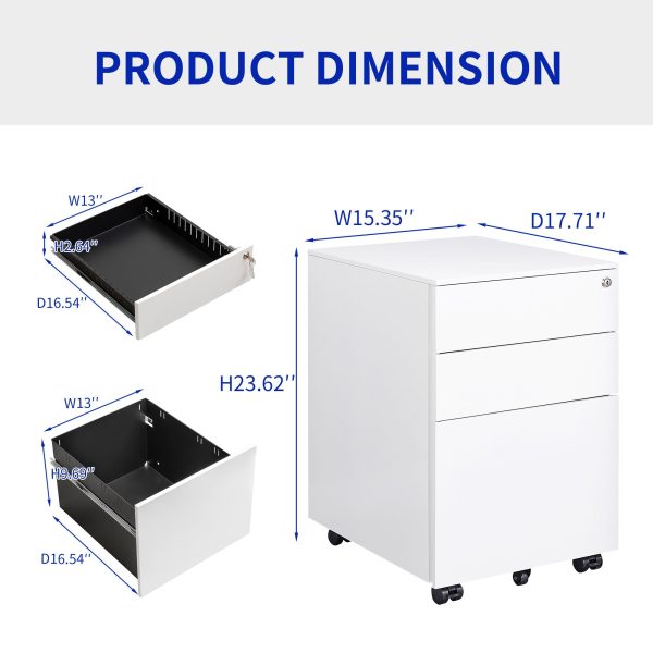 3 Drawer Mobile File Cabinet With Lock Steel File Cabinet For Legal   Letter   A4   F4 Size, Home   Office Design Online Hot Sale