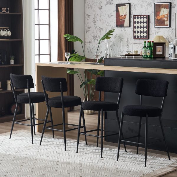 Modern Teddy Fabric Upholstered Bar Stools - Black Legs Discount