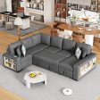 U-Shaped Sectional Sofa Pull-Out Sofa Bed With Two USB Ports, A Storage Chaise Lounge And Four Back Pillows For Living Room Sale