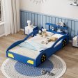 Wooden Race Car Bed, Car Shaped Platform Twin Bed With Wheels For Teens For Discount