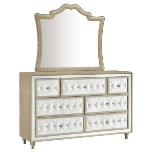 Antonella - 7-Drawer Upholstered Dresser With Mirror For Discount