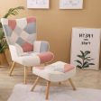 Accent Chair With Ottoman, Living Room Chair And Ottoman Set, Comfy Side Armchair For Bedroom, Creative Splicing Cloth Surface Sale