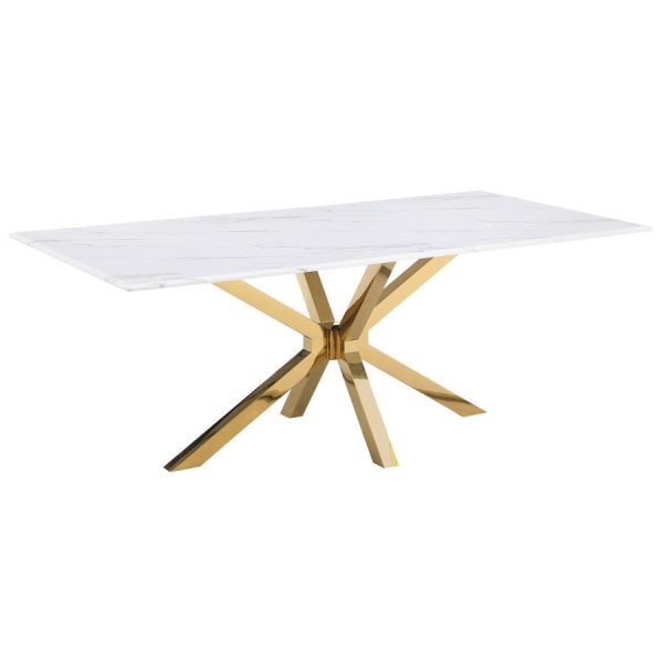 Venera - Rectangular Faux Marble Dining Table - White Online Hot Sale