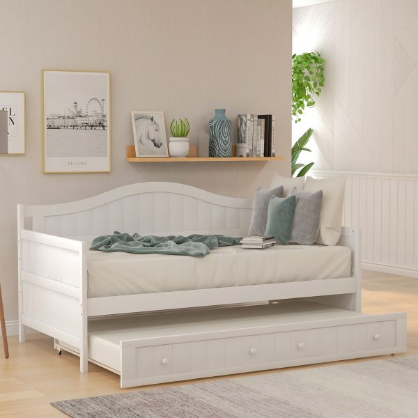 Wooden Daybed With Trundle Bed, Sofa Bed For Bedroom Living Room For Discount