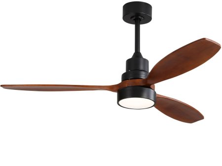 Wooden Ceiling Fan With 3 Solid Wood Blades Remote Control Reversible DC Motor With LED Light Sale