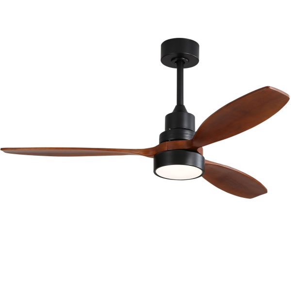 Wooden Ceiling Fan With 3 Solid Wood Blades Remote Control Reversible DC Motor With LED Light Sale