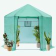 Walk-in Greenhouse Hexagonal Upgrade Reinforced Frame Heavy Duty Plastic Greenhouse Reinforced Thickened Waterproof Insulation (9.2*8.1 ft) - Green Supply