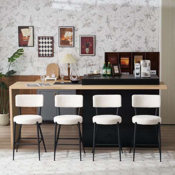 Modern Teddy Fabric Upholstered Bar Stools - Black Legs Discount