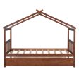 Wooden House Bed With Twin Size Trundle Hot on Sale