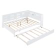 Wooden Full Size Daybed With Twin Size Trundle, Daybed With Storage Shelf And USB Charging Ports - White Discount