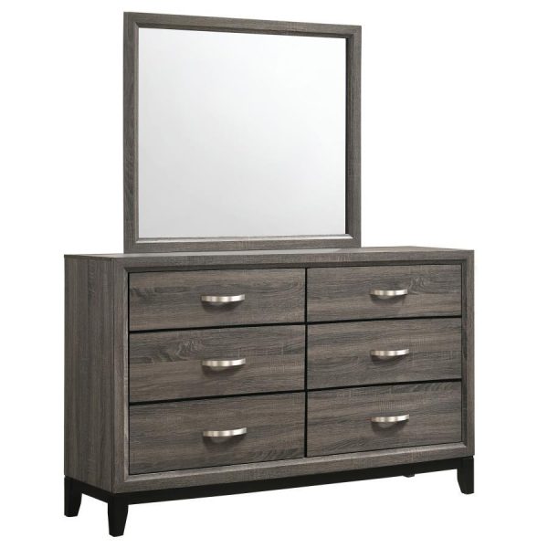 Watson - 6-Drawer Dresser With Mirror - Gray Oak Fashion