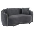 Brookside - Velvet Upholstered Curved Loveseat - Dark Gray Cheap