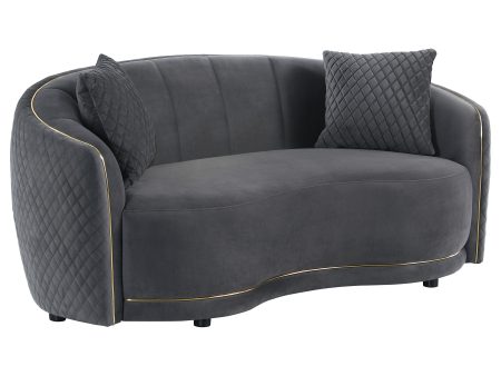 Brookside - Velvet Upholstered Curved Loveseat - Dark Gray Cheap