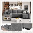 U-Shaped Sectional Sofa Pull-Out Sofa Bed With Two USB Ports, A Storage Chaise Lounge And Four Back Pillows For Living Room Sale