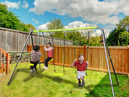 Xns081 Interesting Swingset With Plastic Safe Swing Set 440Lbs For Outdoor Playground For Age 3+ With Face To Face Without Tee - Lime Green For Sale