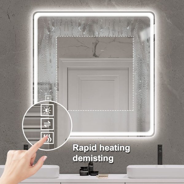 LED Bathroom Mirror Vanity Mirrors With Front Lights Wall Mounted Anti-Fog Frameless Make Up Mirror With Light Copper-Free Mirror Horizontal Or Vertical Online Hot Sale