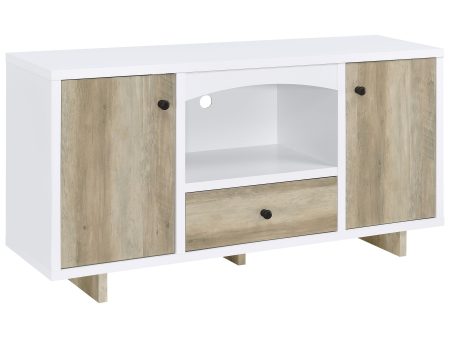 Dalton - 2 Door Storage Credenza - White And Distressed Pine Hot on Sale