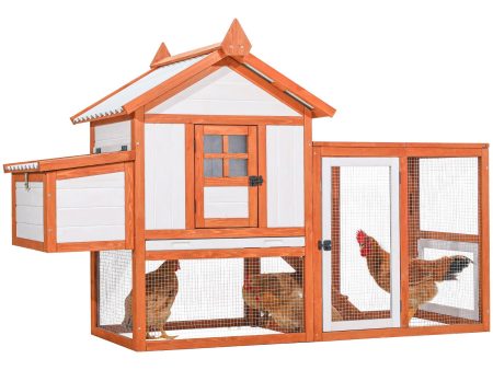 Weatherproof Outdoor Chicken Coop With Nesting Box, Hen House With Removable Bottom For Easy Cleaning, Poultry Cage, Rabbit Hutch, Wood Duck House - Brown   White Sale