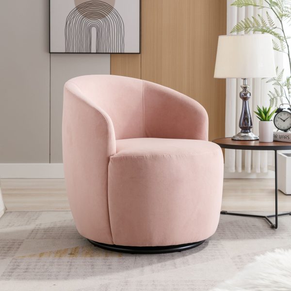 Velvet Fabric Swivel Accent Armchair Barrel Chair With Powder Coating Metal Ring Cheap