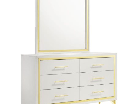 Lucia - 6-Drawer Dresser With Mirror - White Online