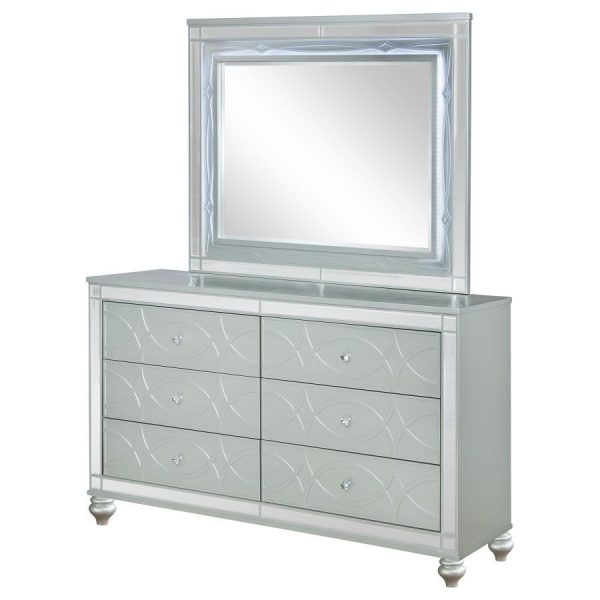 Gunnison - 6-Drawer Dresser With Mirror - Silver Metallic Discount