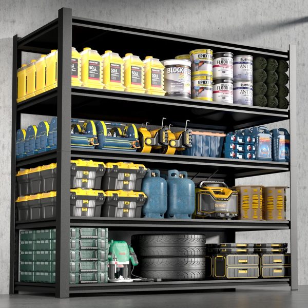 Tall Metal Shelves With Removable Dividers Are High Capacity And Load Bearing For Garages, Kitchens And Offices For Discount