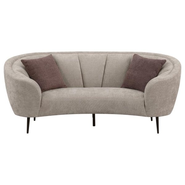 Ellorie - Upholstered Channel Back Curved Loveseat - Beige Cheap