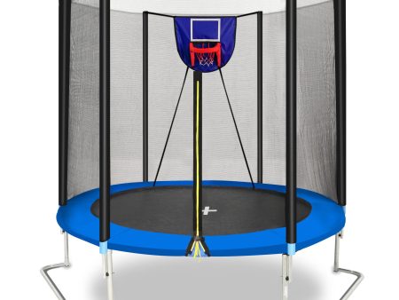 Yc 8Ft Trampoline Outer Net With Soft Basketball Board, Ball And Inflator - Blue Online Hot Sale