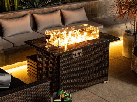 44  Outdoor Fire Pit Table, Propane Fire Table With Ceramic Tabletop Gas Fire Table - Espresso For Cheap