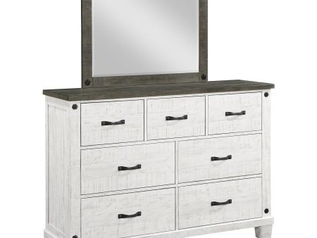 Lilith - 7-Drawer Dresser With Mirror - Distressed White For Discount