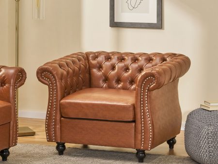 Tufted Accent Chair, Living Room - Light Brown Cheap