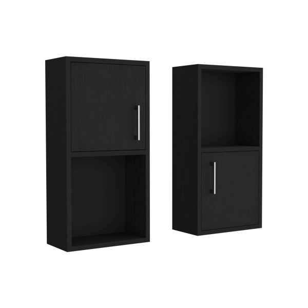 Wall Mounted Bathroom Medicine Cabinet Eak Two Doors, Two Shelves - Black For Discount