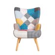 Accent Chair With Ottoman, Living Room Chair And Ottoman Set, Comfy Side Armchair For Bedroom, Creative Splicing Cloth Surface Sale