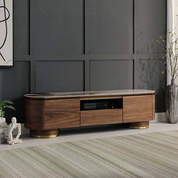 Willene - TV Stand With Ceramic Top - Dark Brown on Sale