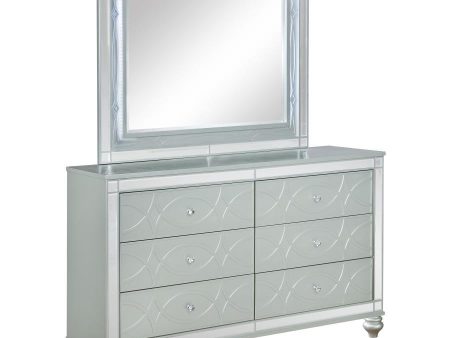 Gunnison - 6-Drawer Dresser With Mirror - Silver Metallic Discount