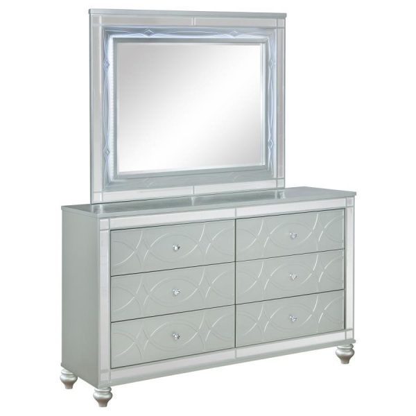 Gunnison - 6-Drawer Dresser With Mirror - Silver Metallic Discount