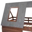 Wood Twin Size House Bunk Bed With Roof, Ladder And 2 Windows - Oak & Smoky Gray Sale