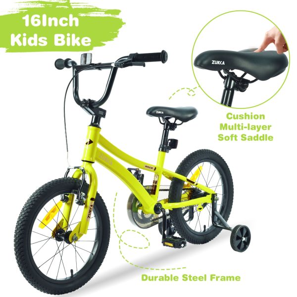 Zukka - Kids Bike, 16  Kids  Bicycle With Training Wheels For Boys Age 4-7 Years For Discount