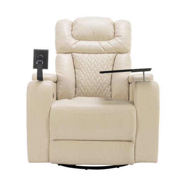 270° Swivel Power Recliner Individual Seat Home Theater Recliner With Comforable Backrest, Tray Table, Phone Holder, Cup Holder, USB Port, Hidden Arm Storage For Living Room Cheap